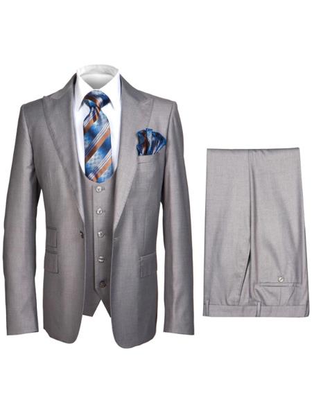 Men's Gray Slim Fit 3-Piece Suit by Rossiman – With Vest & Tailored Trousers - Image 9