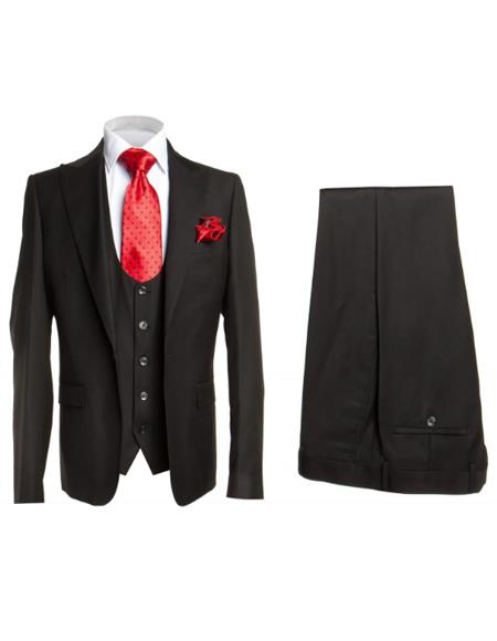 Rossi Man Black Men's Slim Fit Suit Double Brest Vest