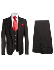 Rossi Man Black Men's Slim Fit Suit Double Brest Vest