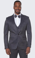 Mens Polka Dot Suit Black