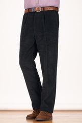 Black Pleated County Corduroy Pants