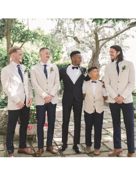 Groomsmen Tweed Suit - White and Black Herringbone Western Suit - Traje Para Hombre