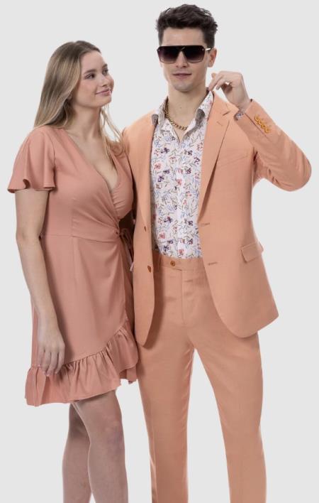 Peach Linen Suit for Every Occasion