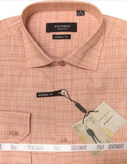 Mens Long Sleeve 100% Cotton Shirt - Light Texture - Copper