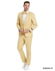 Mens Gold Suit With Free Bowtie