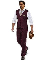 Groomsmen Summer Beach Prom Burgundy Vest and Pants Set
