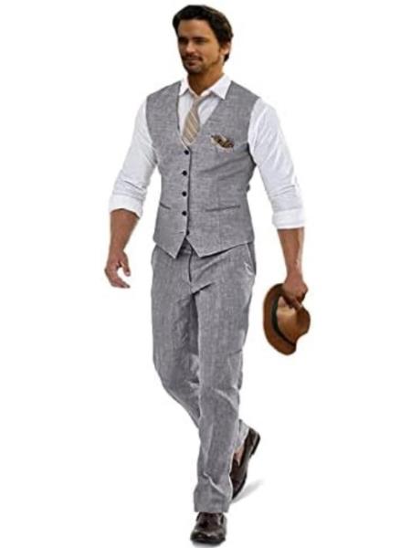 Groomsmen Summer Beach Prom Light Gray Vest and Pants Set