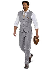 Groomsmen Summer Beach Prom Light Gray Vest and Pants Set