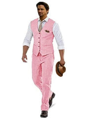 Groomsmen Summer Beach Prom Pink Vest and Pants Set