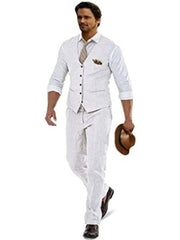 Groomsmen Summer Beach Prom White Vest and Pants Set