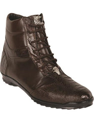 Los Altos Ostrich Leg High Top Sneakers Brown