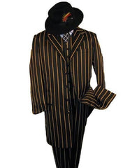 Black and Gold Stripes Suits - Vested Suits