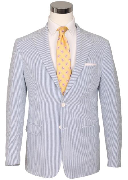 Seersucker Blazer - Sapphire Blue Seersucker Sport Coat