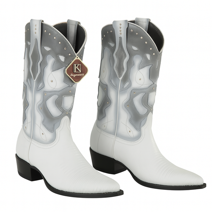 Men's King Exotic Boots Teju Lizard 3x Toe White (495vf0728)