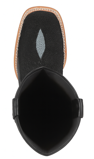 Los Altos Boots Single Stone Stingray And Deer Black - Image 5