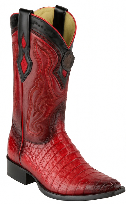 Los Altos Boots Caiman Tail Red Pointed Toe Cowboy Boots