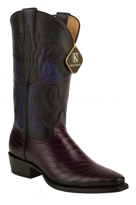 Men's King Exotic Snip Toe Eel Boots Handcrafted Burnished Purple (494RD0866)