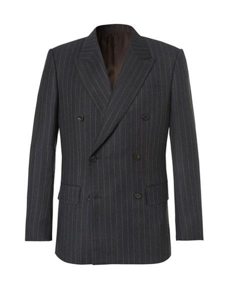 kingsman chalk-striped Double Breasted eggsy - Color: Dark Grey Suit