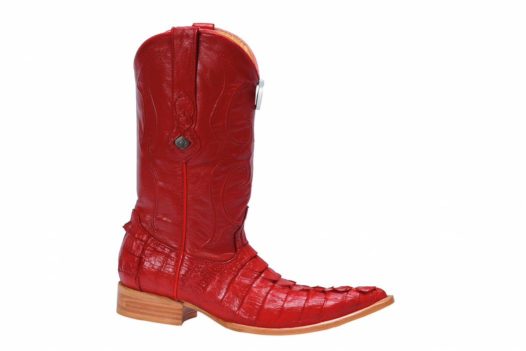 Los Altos Boots Red Caiman ~ World Best Alligator ~ Gator Skin Tail Cowboy Boots