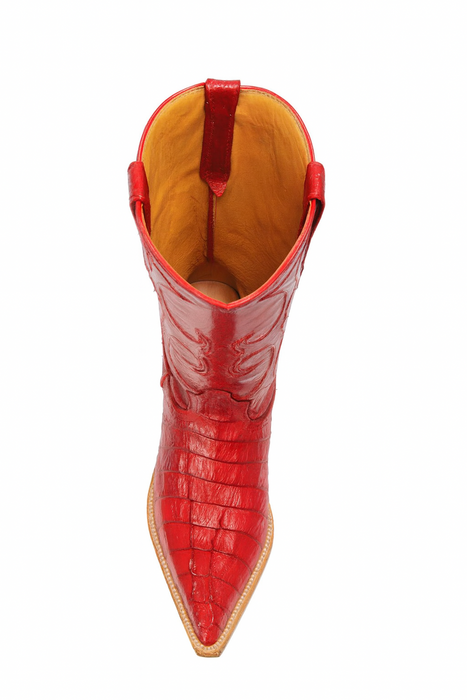 Los Altos Boots Red Caiman ~ World Best Alligator ~ Gator Skin Tail Cowboy Boots
