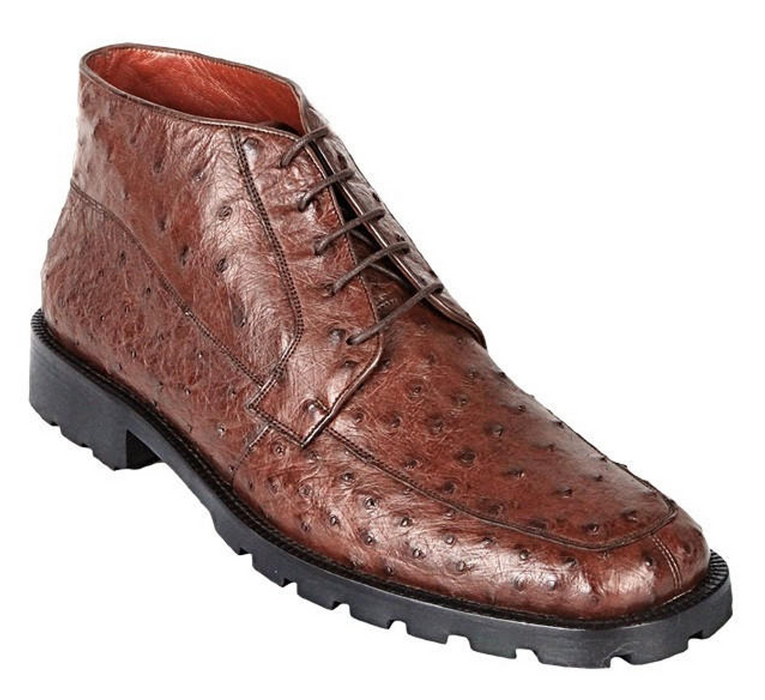 Los Altos Mens Brown Ostrich Skin Chukka Boot ZA2060307