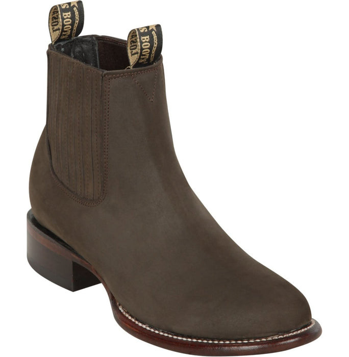 Los Altos Men's Round Toe Suede Leather Short Boots - Chocolate