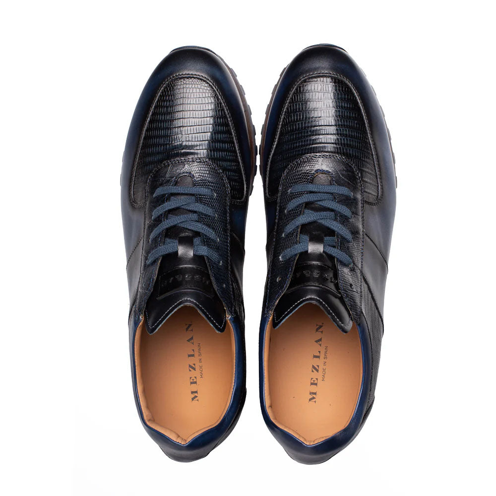 Mezlan Greenwich Calf/Lizard Sneaker - Blue