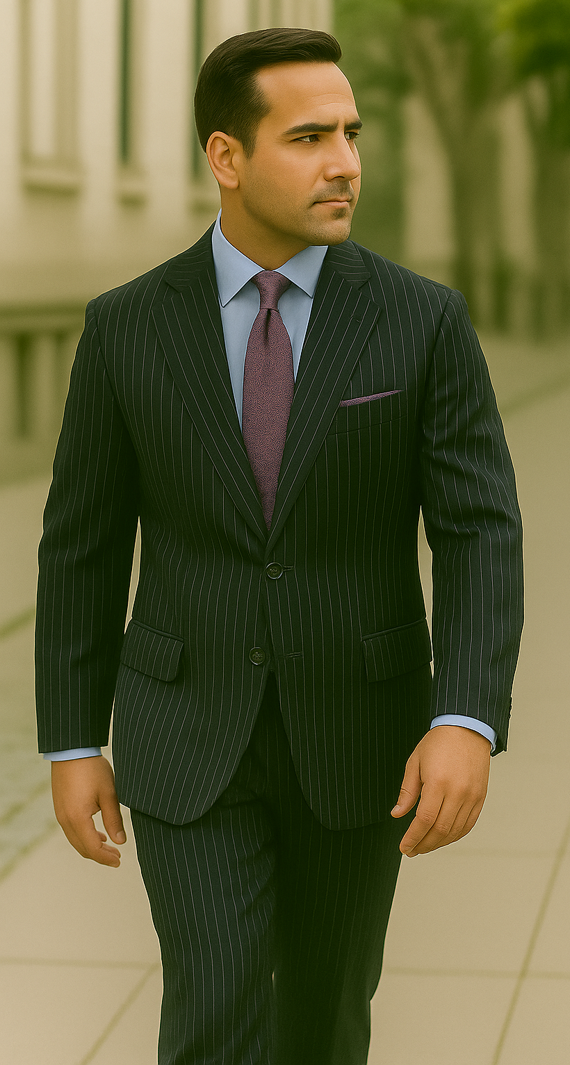 Men's 2 Piece Classic Suit - Pinstripe - Image 5