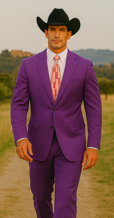 Men's Multi-Stage Party Cheap Priced Business Suit Clearance Sale Collection Purple Slim Fitted