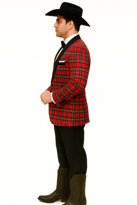 Men's Red Flap Besom Pocket Designer Fashion Dress Casual Blazer