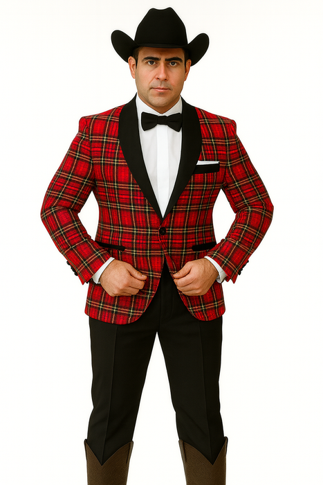 Men's Red Flap Besom Pocket Designer Fashion Dress Casual Blazer