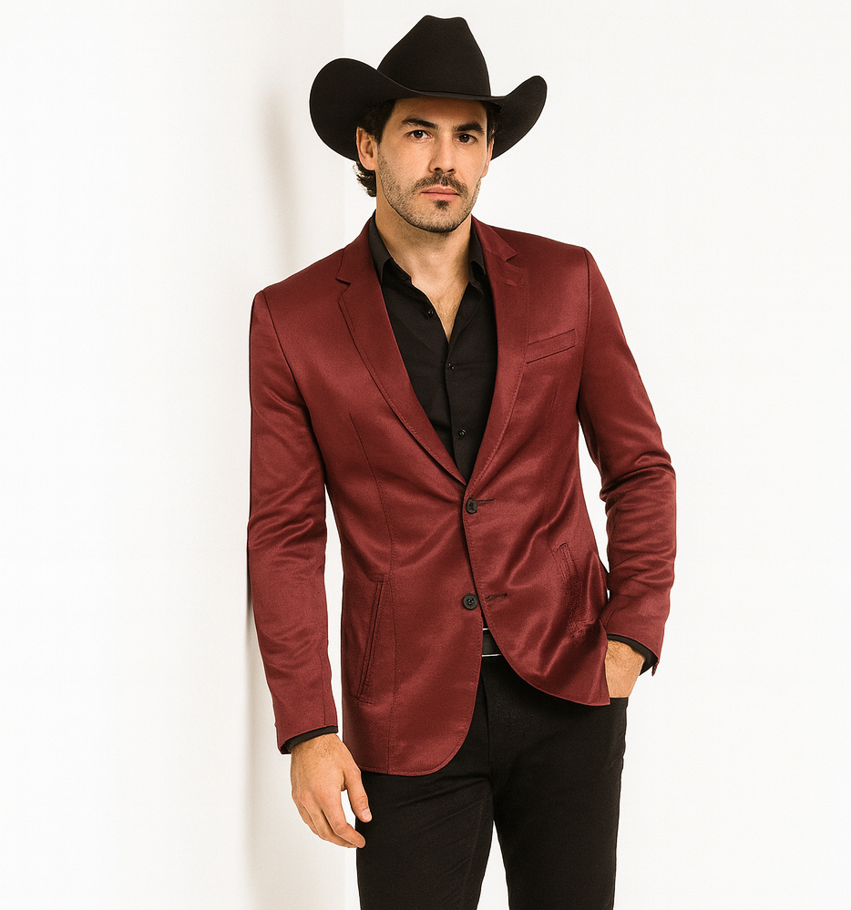 Men's Slim Fit Western Blazer Sport Coats Burgundy Sacos Vaqueros Para Hombre - Image 6
