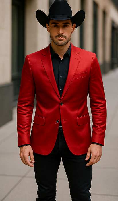 Men's Slim Fit Western Blazer Sport Coats Red Sacos Vaqueros Para Hombre