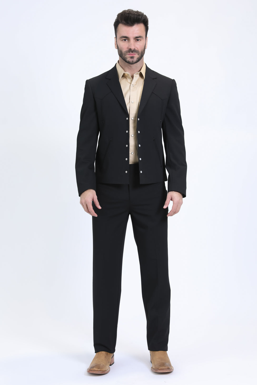 Men's Western Black Formal Suit – Classic Tailored Cowboy Look S