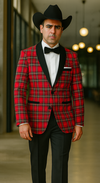 Men's Red Flap Besom Pocket Designer Fashion Dress Casual Blazer