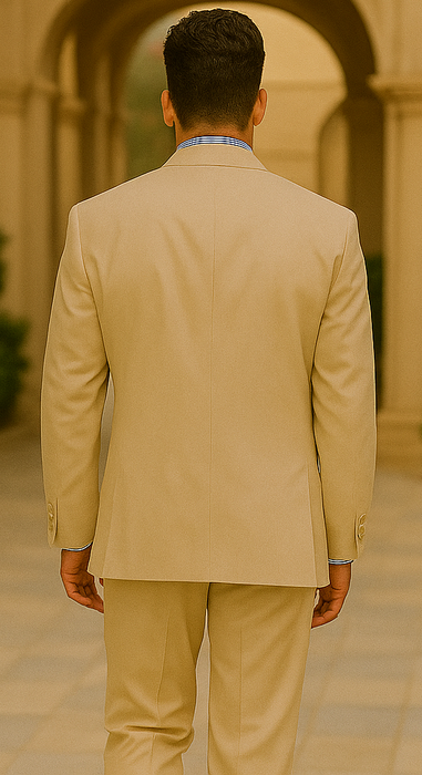 Men'S Tan 2 Button Tapered Cut Half Lined Suit - Mens Linen Suit