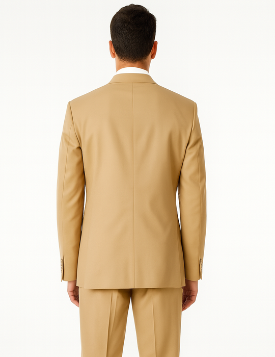 Men'S 2 Button Khaki Beige ~ Bronze ~ Camel Dress Cheap Priced Business Suits Clearance Sale For Men