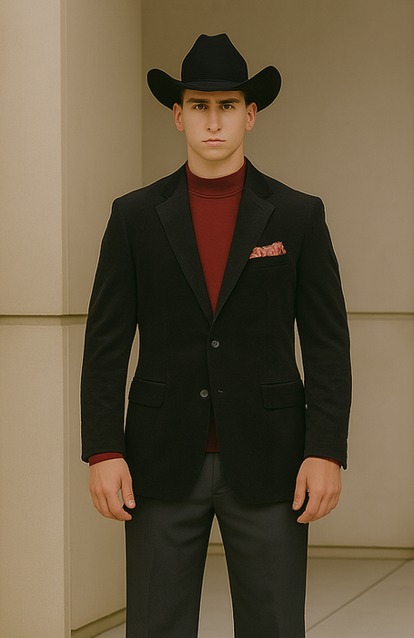 Men's 2 Buttons Classic Corduroy Cheap Priced Unique Dress Blazer Jackets For Men Sale Black