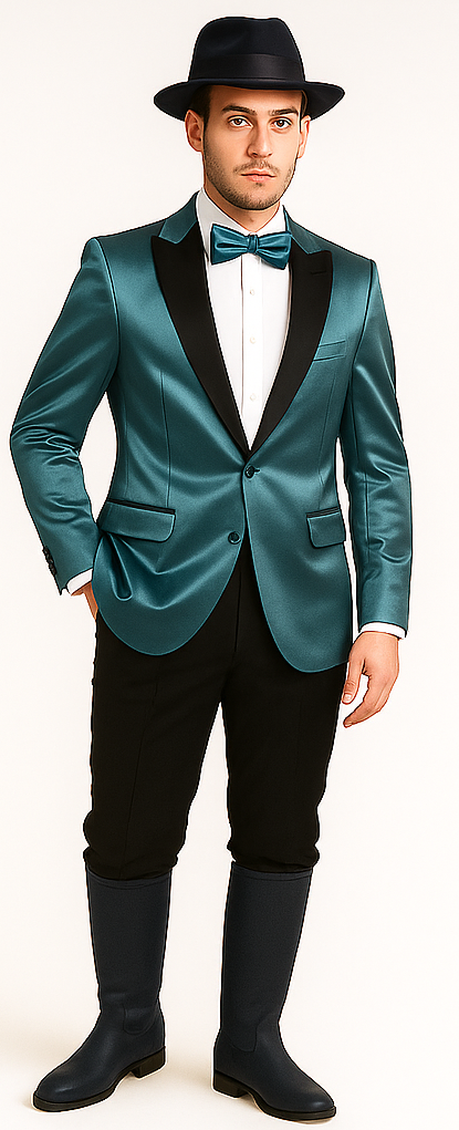 Men's 2 Buttons Slim Fit Teal Sharkskin Blazer Sport coat