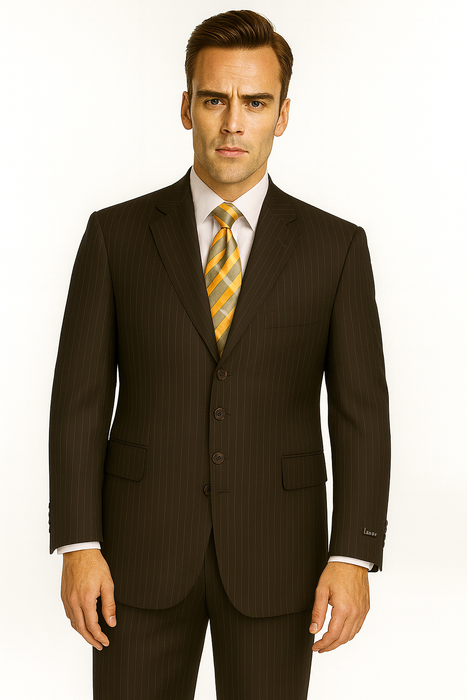 Black Almost Very Dark Gray Wiht Light Gray Pinstripe 100% Worsted Wool Available In 2 Or 3 Buttons Style Regular Classic Cut Cheap Priced Business Suits Clearance Sale