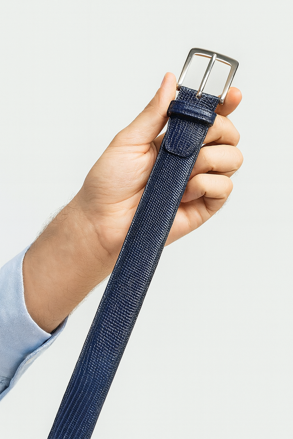 Men's Authentic Genuine Skin Italian Pasta Genuine Lizard Navy Belt - Image 6