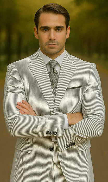 Men's Big & Tall Seersucker Sear sucker suit Black