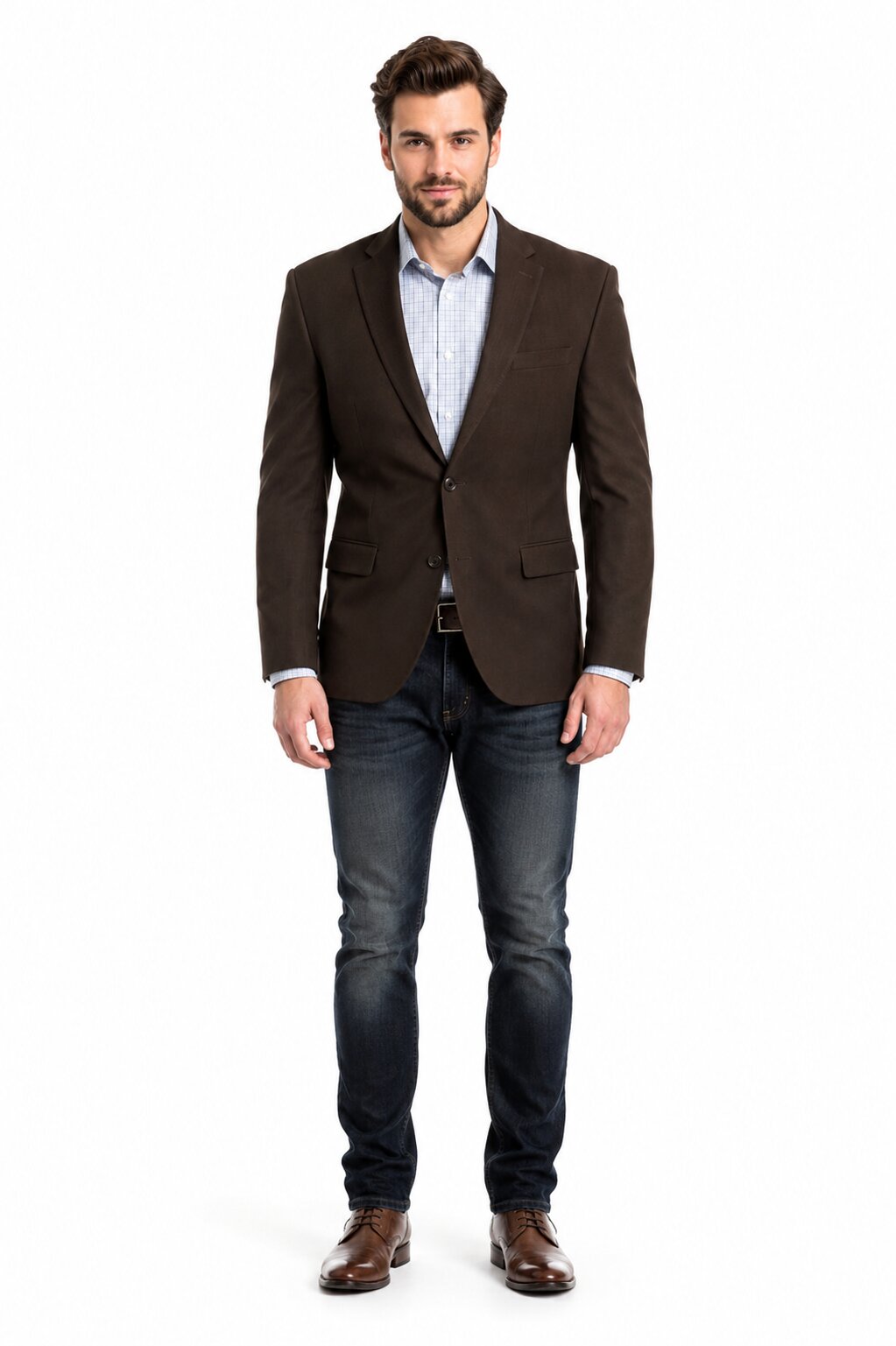Men’s Brown 2 Button Dress Casual Blazer with Notch Lapel, Fashion Sport Coat Brown / 46 Long Jacket