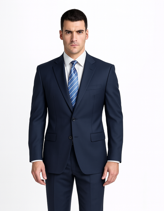 Men's Cheap Priced Dark Navy Blue Suit For Men 2 Button Slim Fit Suit With Flat Front Pant Cheap Suits For Men