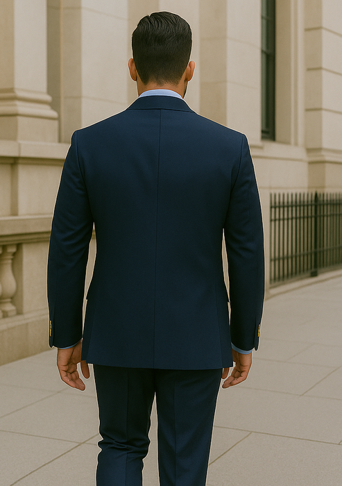 Mens Double Breasted Blazer - Wool Royal Blue Sport Coat With Gold Buttons