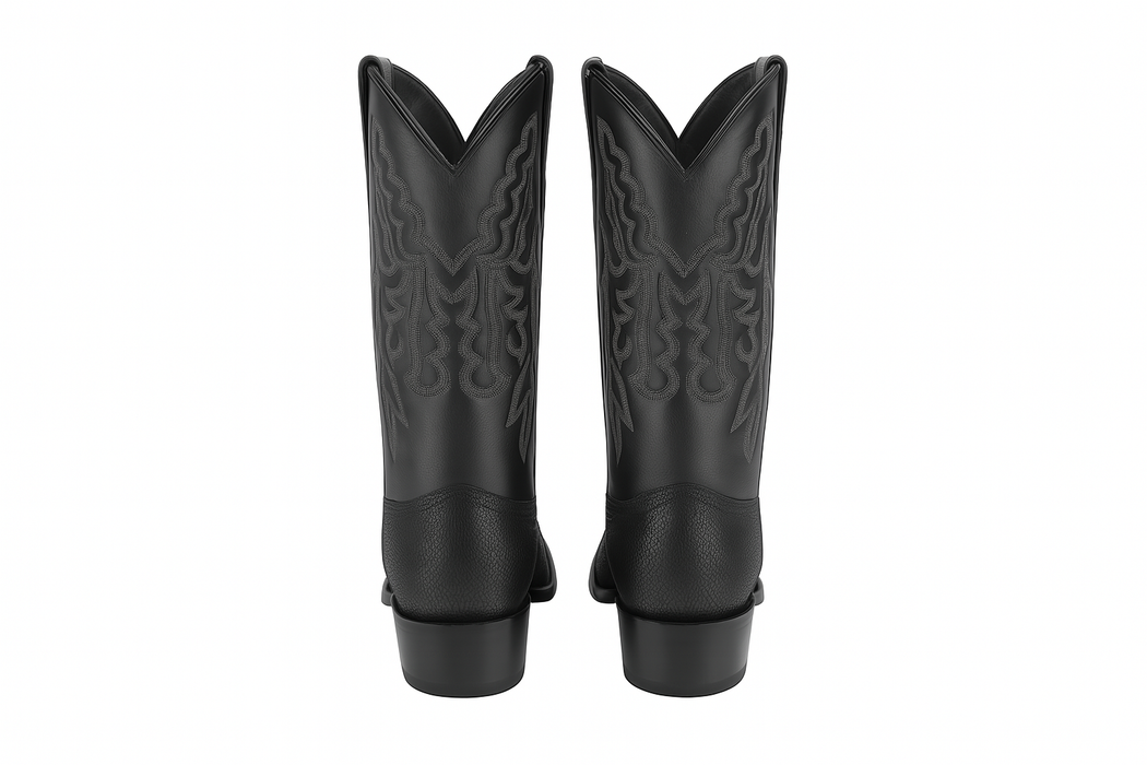 Men's King Exotic Snip Toe Stingray Boots Full Rowstone Handmade Black (4941105-)