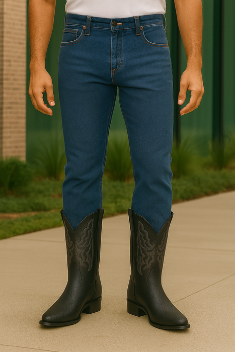 Men's King Exotic Snip Toe Stingray Boots Full Rowstone Handmade Black (4941105-)