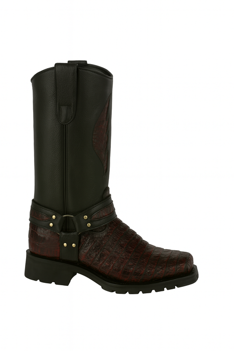 mens-los-altos-caiman-tail-skin-biker-boots-black-cherry