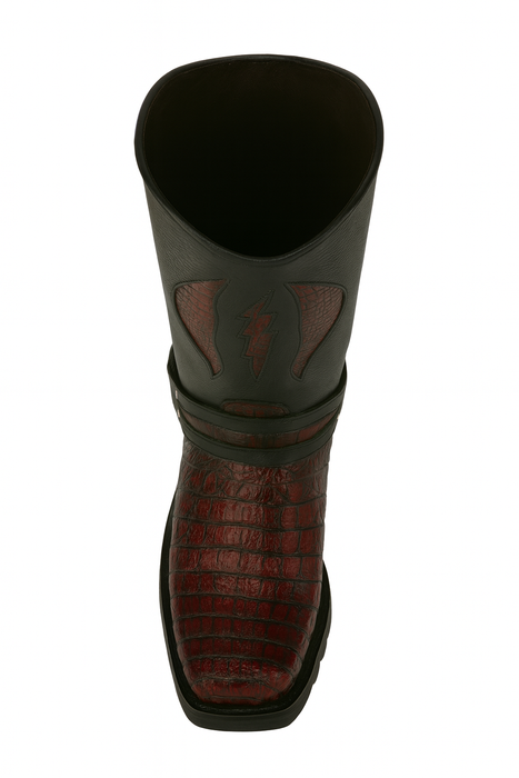 mens-los-altos-caiman-tail-skin-biker-boots-black-cherry