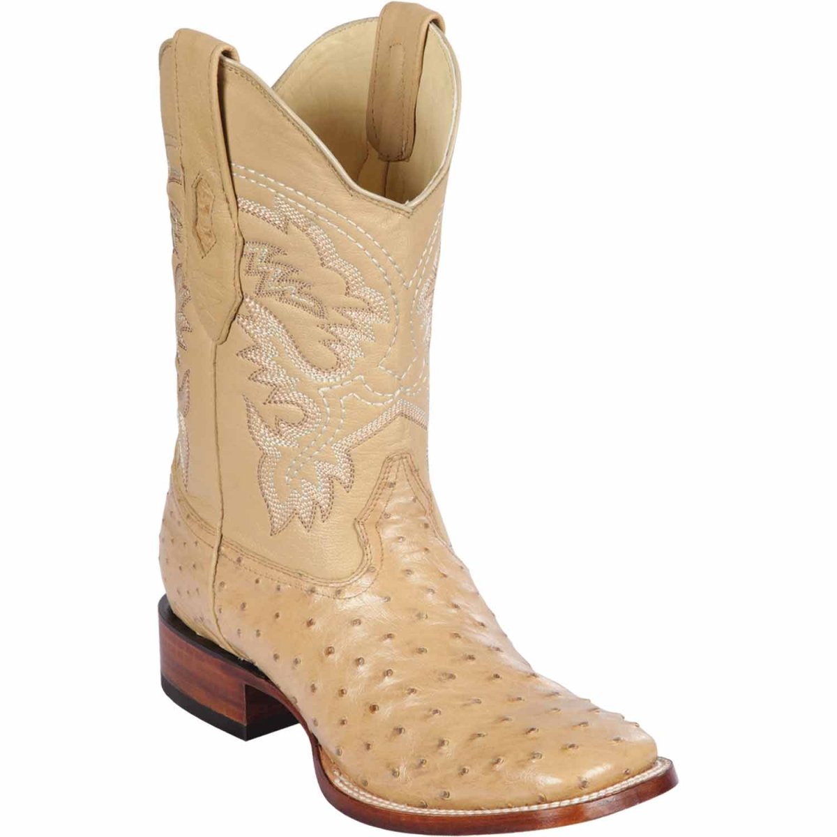 Men's Los Altos Ostrich Skin Wide Square Toe Boots - B